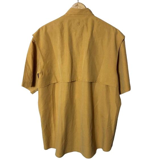 Browning Rip Stop Fishing Shirt Mens Large Mustard Button Down Vented Casual - Picture 7 of 7